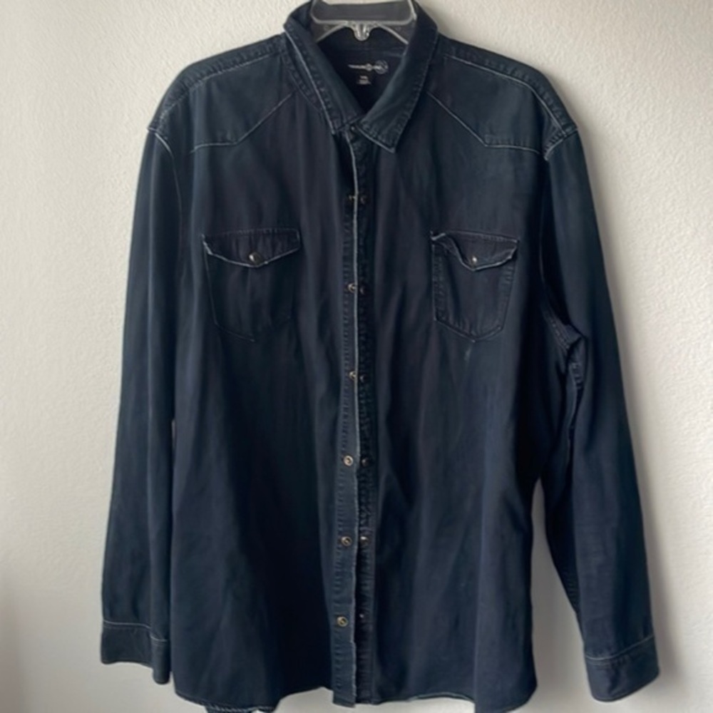 Treasure and bond shirt XXL dark blue denim snap up long sleeve